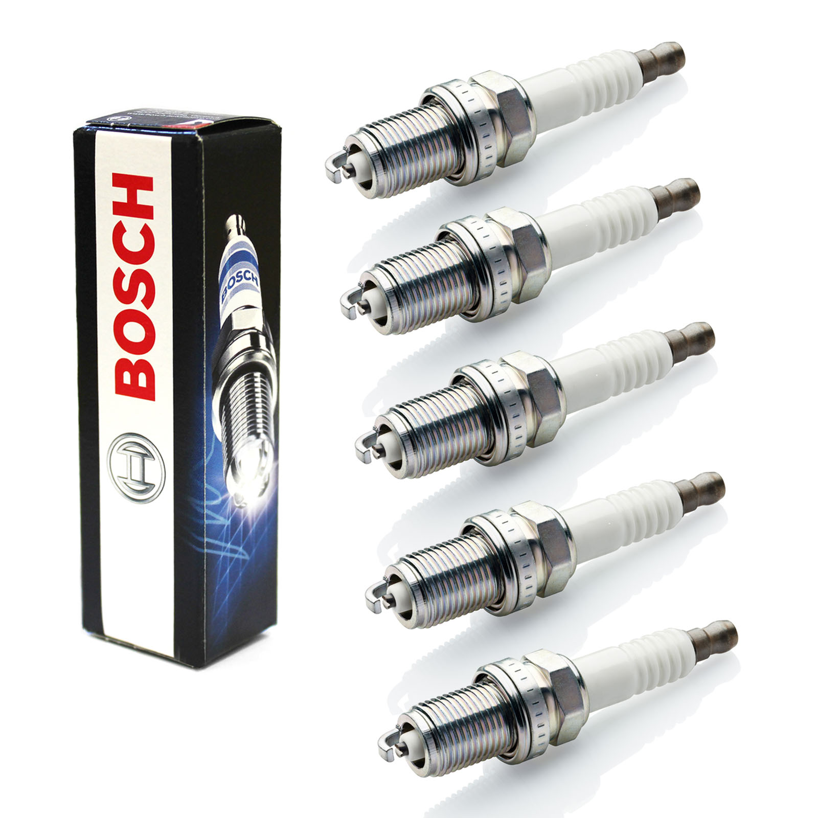 5x Bosch Double Platinum Spark Plugs Genuine Engine Ignition Service ...