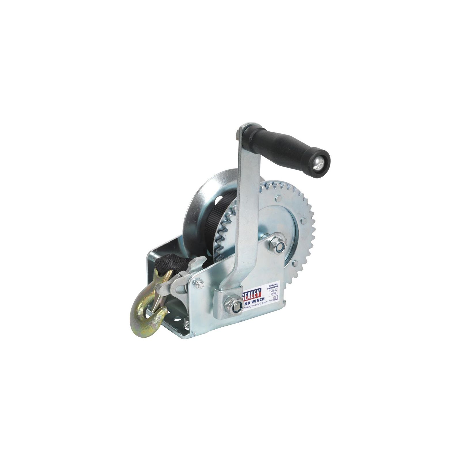 Sealey Geared Hand Winch 540kg Capacity With bing Strap Winches