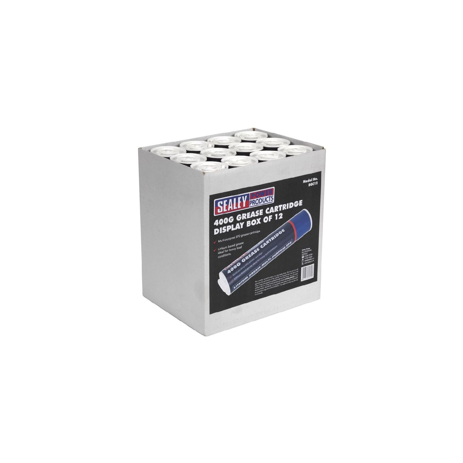 Sealey Grease Cartridge 400G Box of 12 Grease Guns Quality Work Tools SGC12 eBay