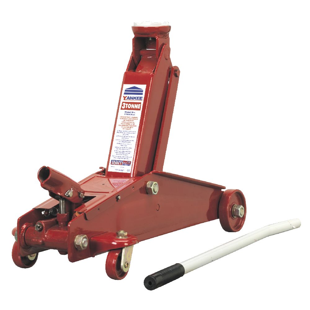 Sealey Trolley Jack 3tonne Long Chassis High Capacity Heavy Duty