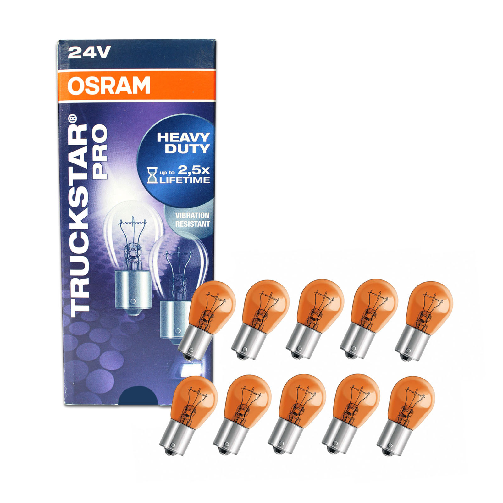 10x Original Osram Truckstar PRO PY21W (BAU15s) 21w 24v bombillas ámbar