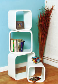 60's Style White Nesting Cube Shelving Shelves Retro 