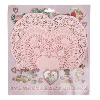 72 Pink Heart Paper Doilies Doyleys Doily Mat Retro