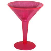 10x Pink Plastic Disposable Martini Cocktail Glasses