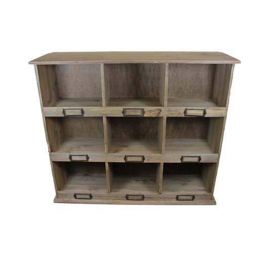 Rustic Wooden Pigeon Hole Wall Shelf Display Unit Vintage Style