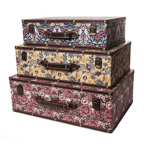 Large Shabby Vintage Chic Floral Design Decorative Storage Suitcases Chests - Picture 2 of 5