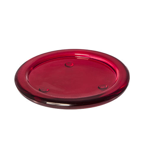 Round Vibrant Coloured Glass Pillar Candle Plate Plant POT Stand eBay