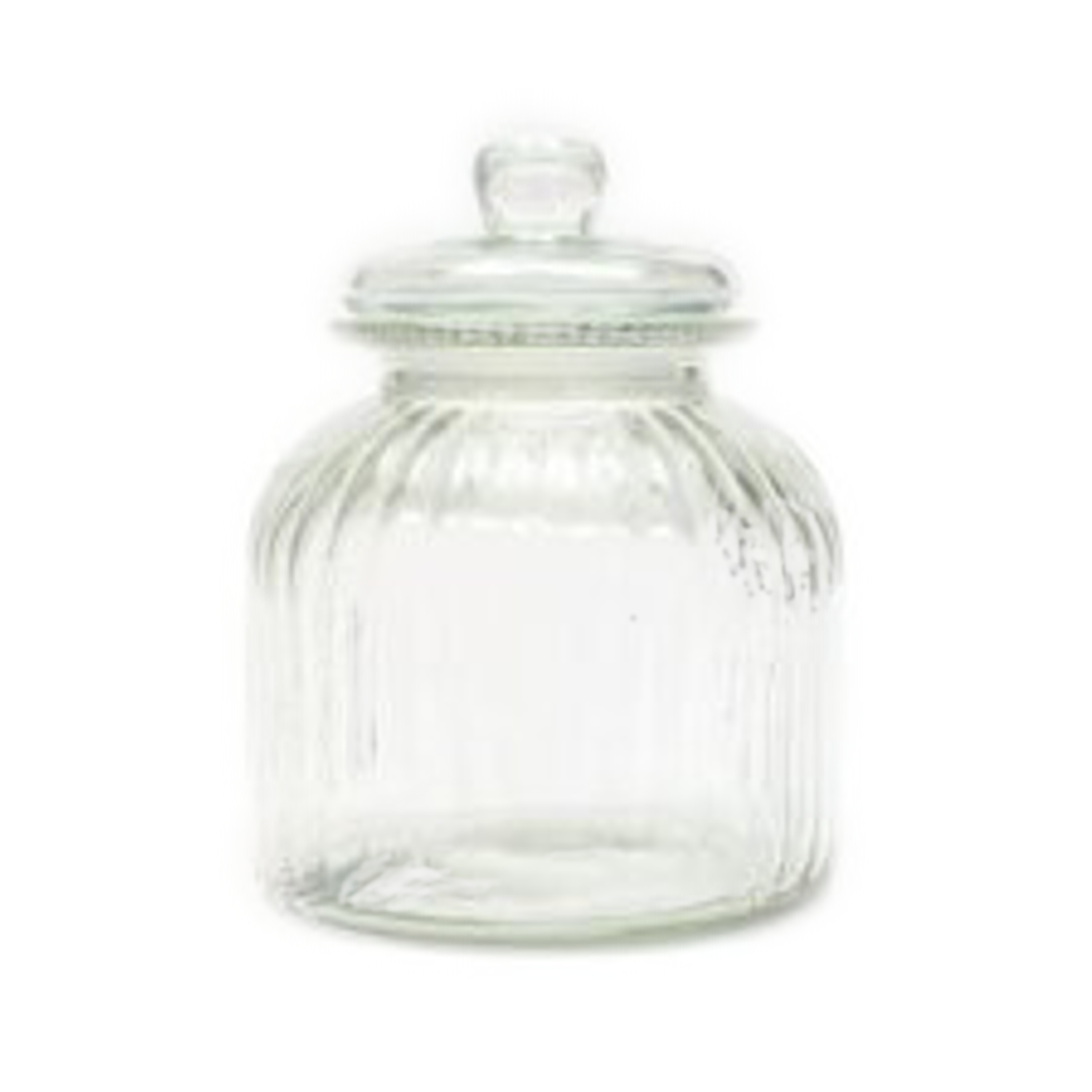 Vintage Sweet Shop Style Ridged Clear Glass Bon Bon Jar W  Lid 24cm (3 