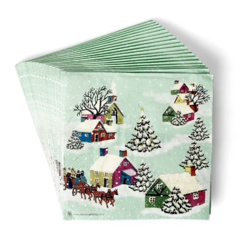 Traditional Christmas Snow Scene Paper Napkins x20 eBay