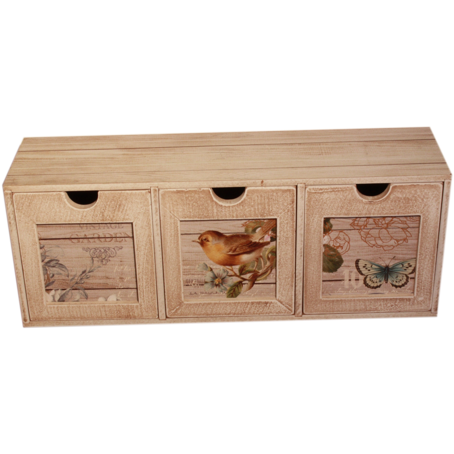 Vintage Garden Botanicals Design Three Drawer Table Top Small Storage Chest eBay
