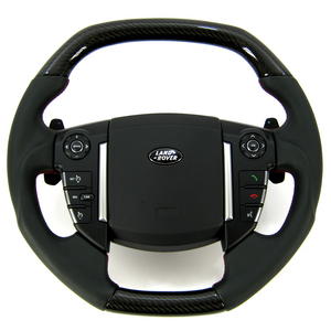 Steering Wheel CARBON FIBRE BLACK (Square Design) napa leather red stitch Preview