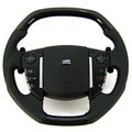 View Item Steering Wheel CARBON FIBRE BLACK (Square Design) napa leather red stitch