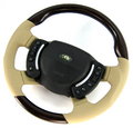 View Item Range Rover L322 Steering Wheel - Burr Walnut Heated + Sand Leather SPORT Grip