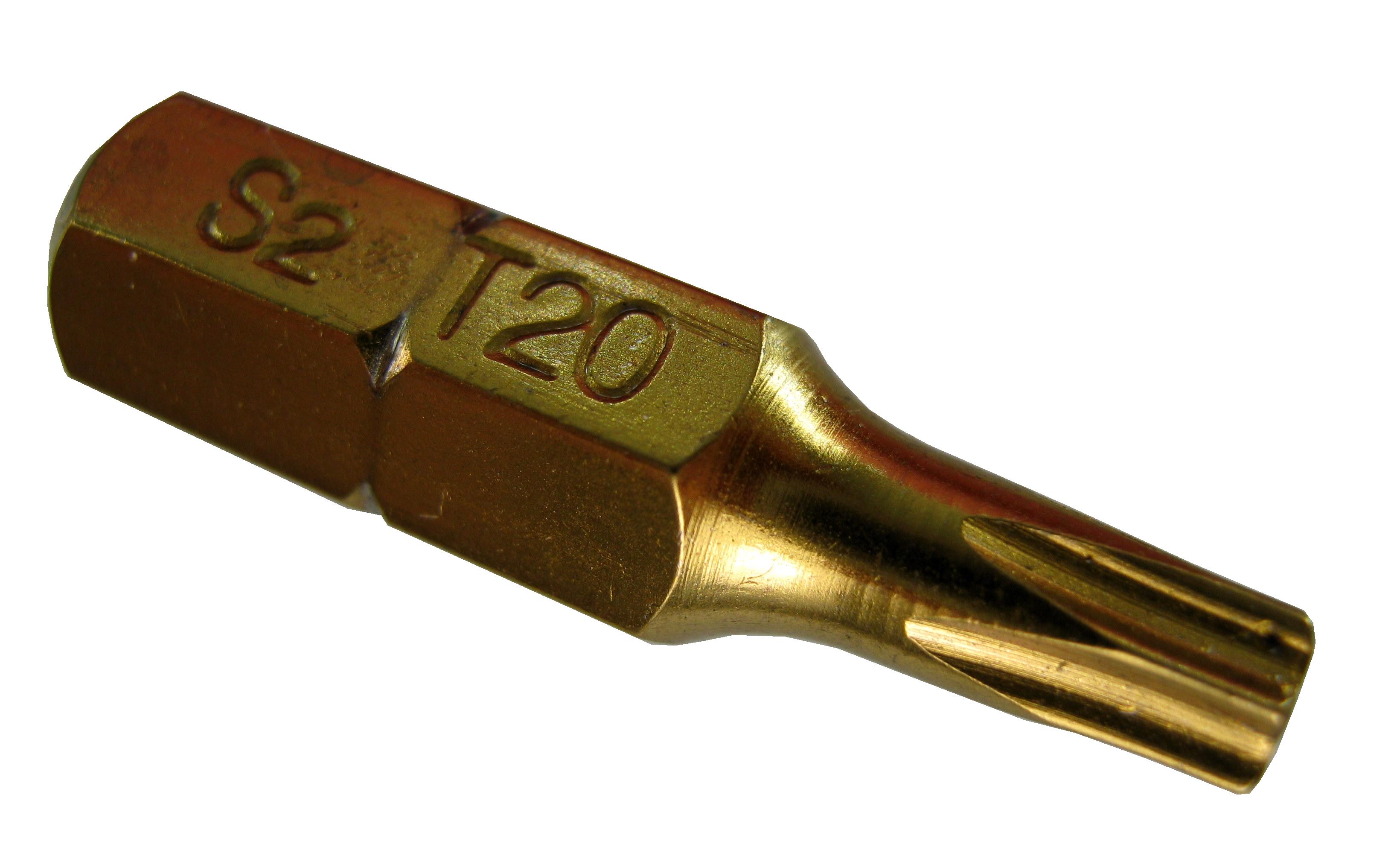 Torx Security Star+Pin T20 Screw driver Bit x2 TX20 Titanium coated ...