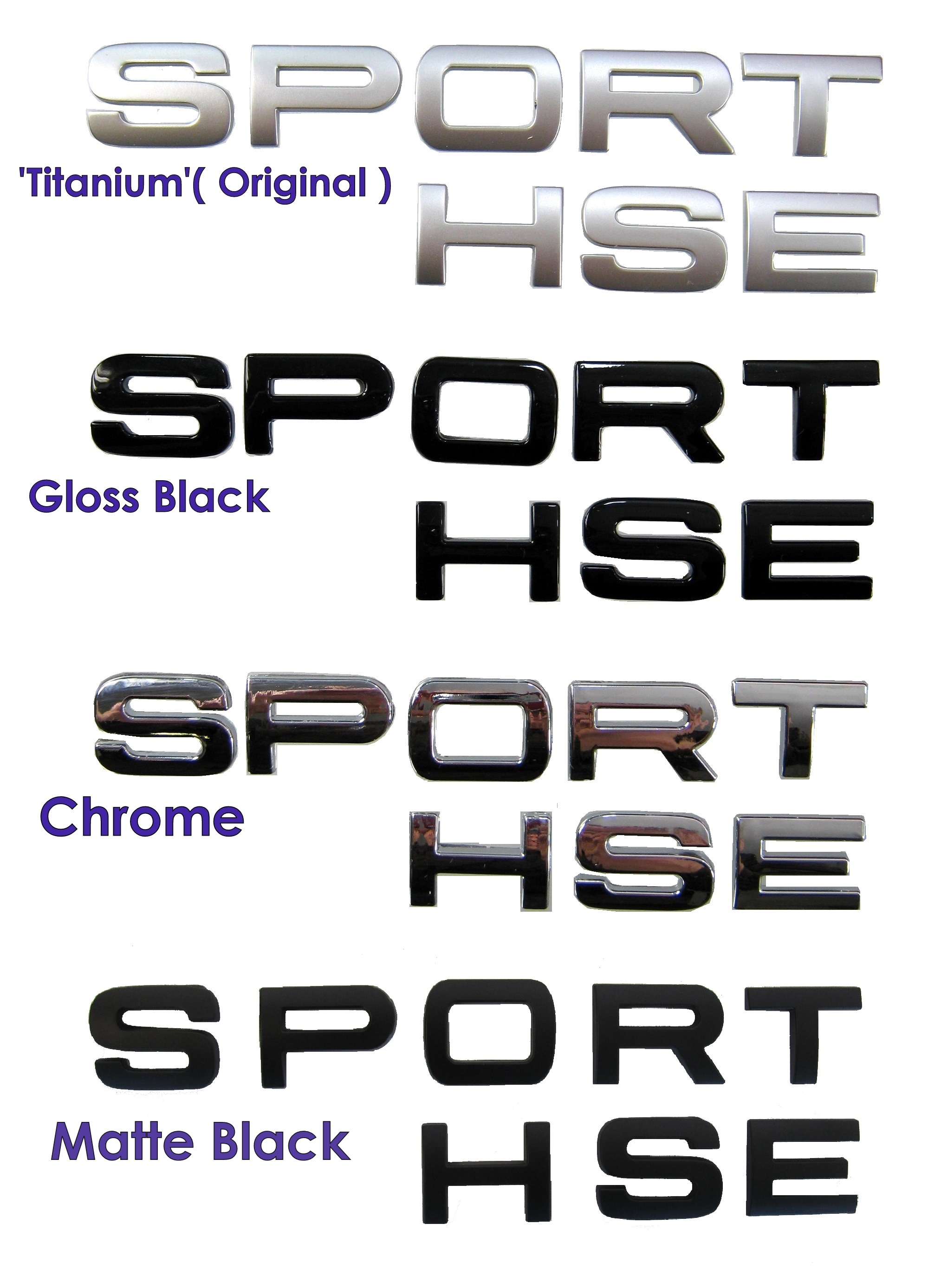 Gloss Black SPORT + HSE letters for Range Rover supercharged HST