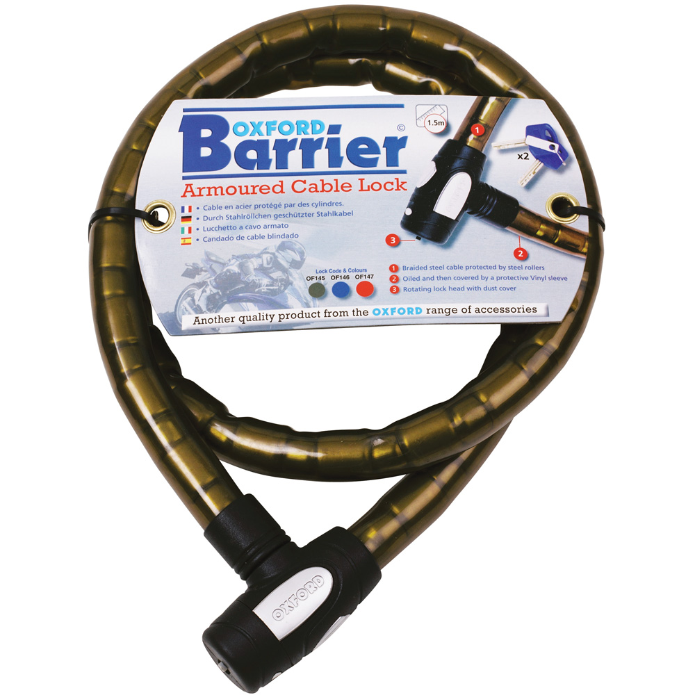 Oxford Barrier Bicycle Bike Cycle Armoured Coil Hoop Loop Spiral Cable