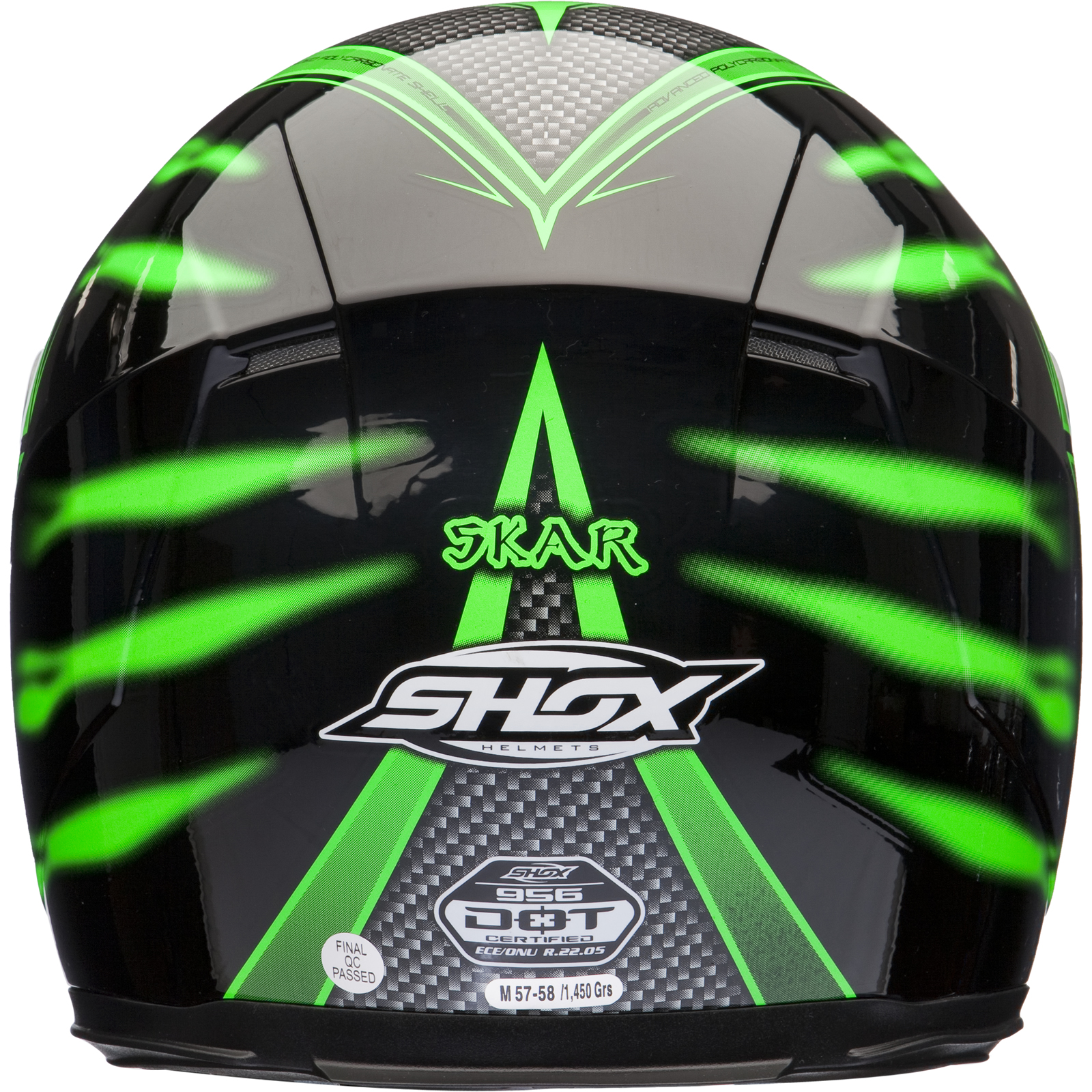 Shox Sniper Skar Green Motorcycle Helmet Scooter Full Face Crash Bike