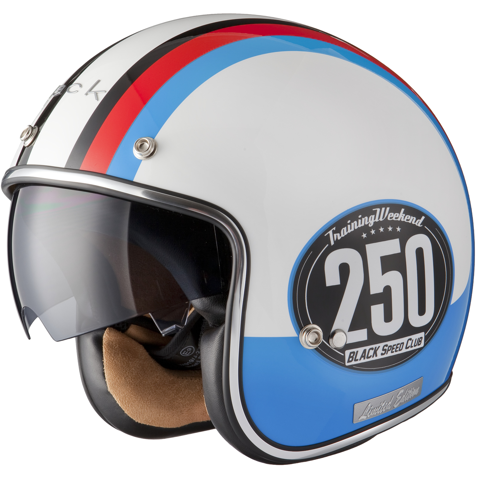 Limited Edition Black Smith Classic Racer Open Face Scooter Motorcycle