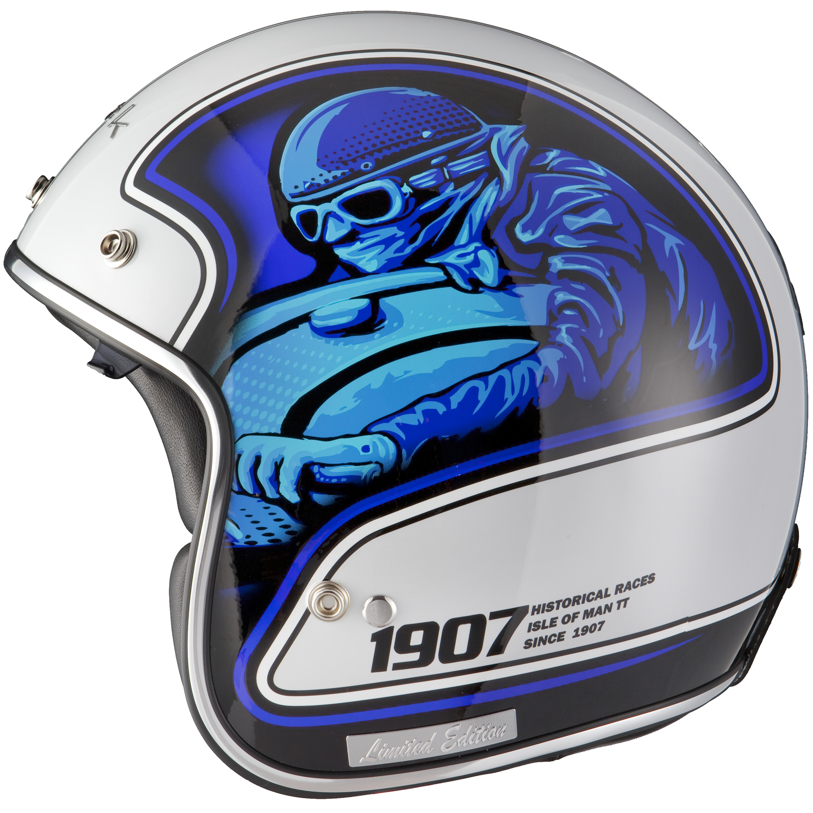 Black MotoRacer Blue White Limited Edition Helmet Motorcycle Racing