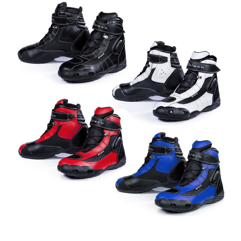BLACK FCTECH SHORT SPORTS SUMMER LEATHER MOTORCYCLE SCOOTER BOOTS