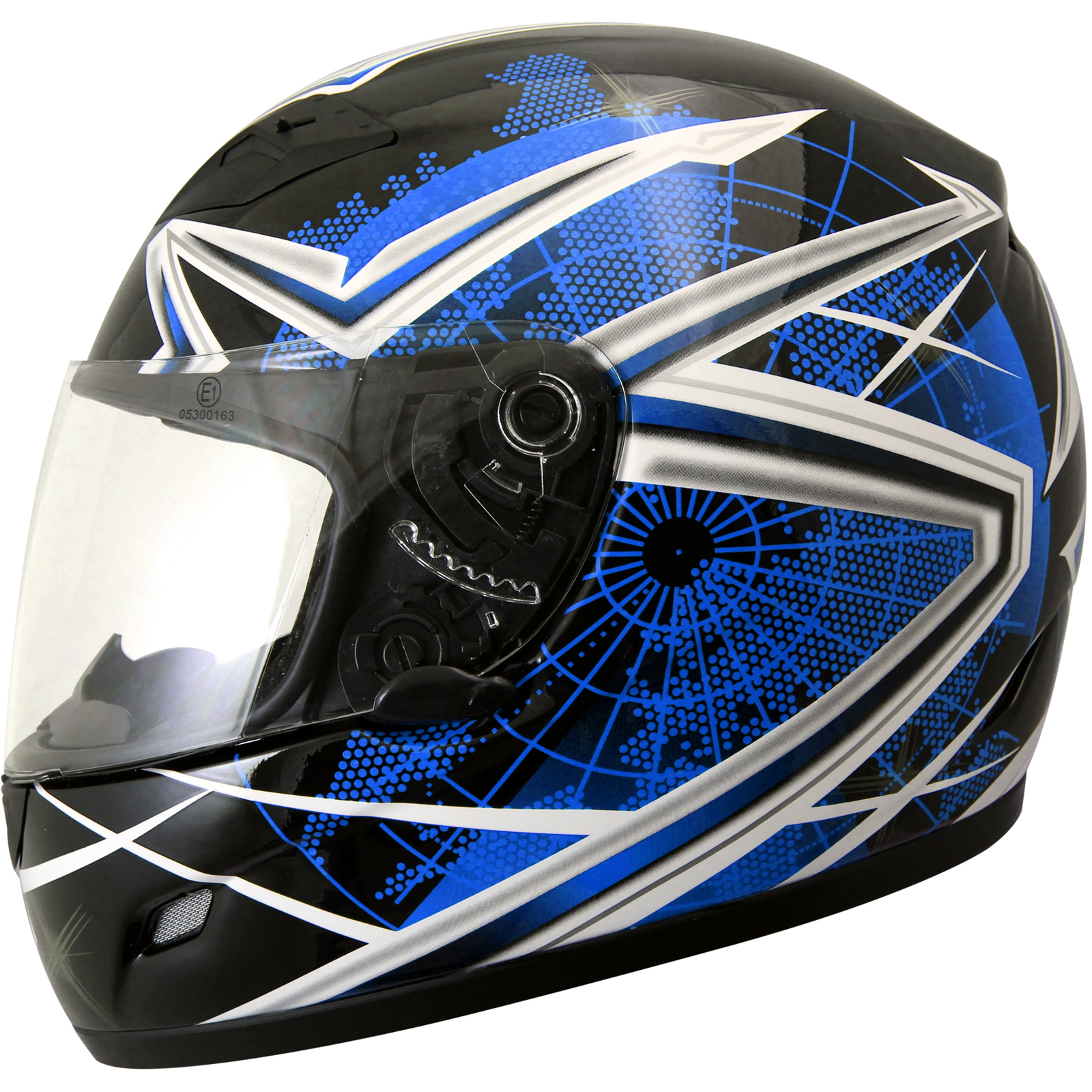 THH TS39 10 Globe Black Blue Motorcycle Helmet Scooter Moped