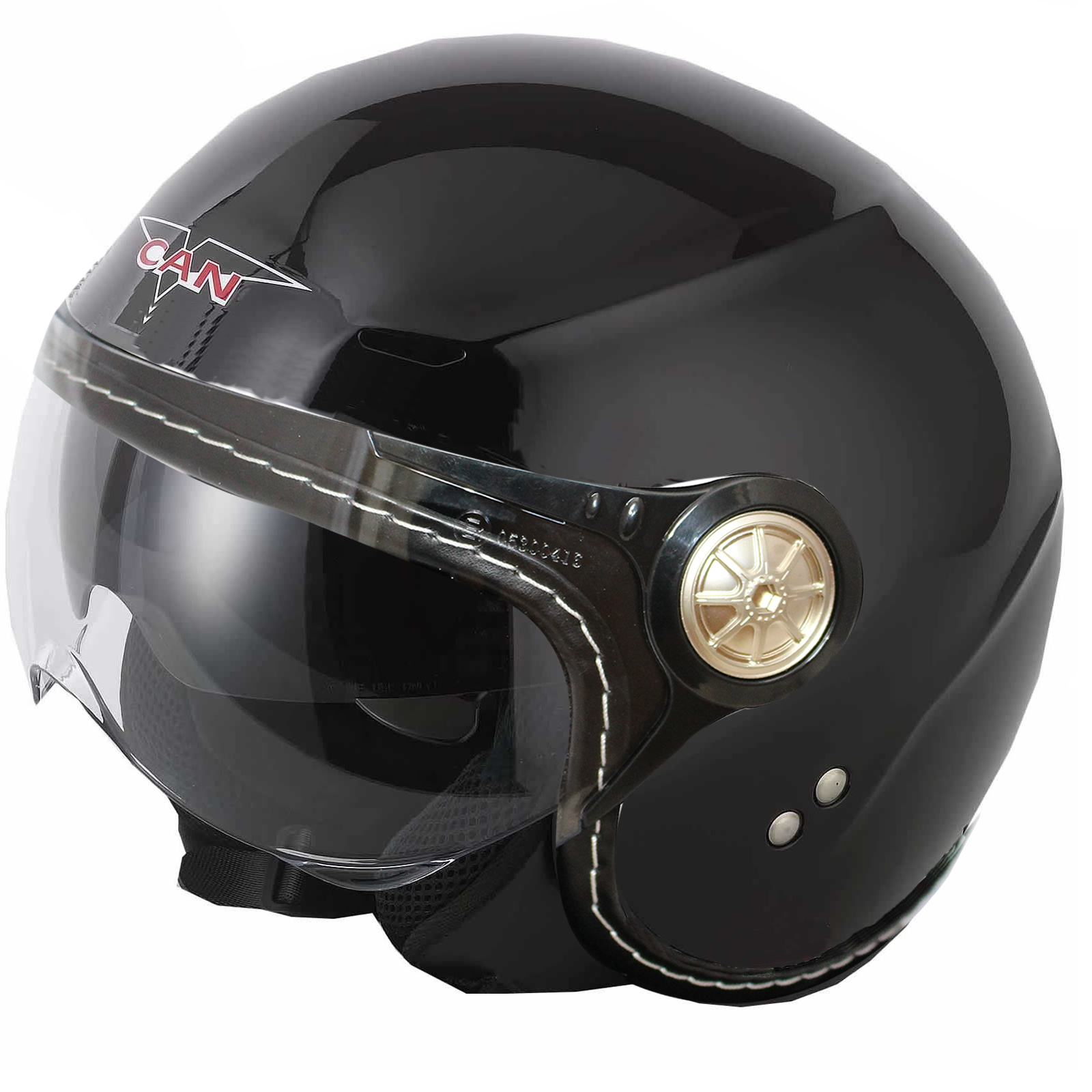 VCAN V582 OPEN FACE DROP DOWN SUN VISOR MOTORCYCLE CLASSIC SCOOTER BIKE HELMET - Picture 2 of 3