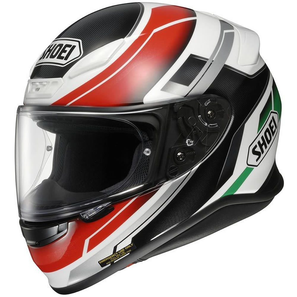 red white green motorcycle helmet