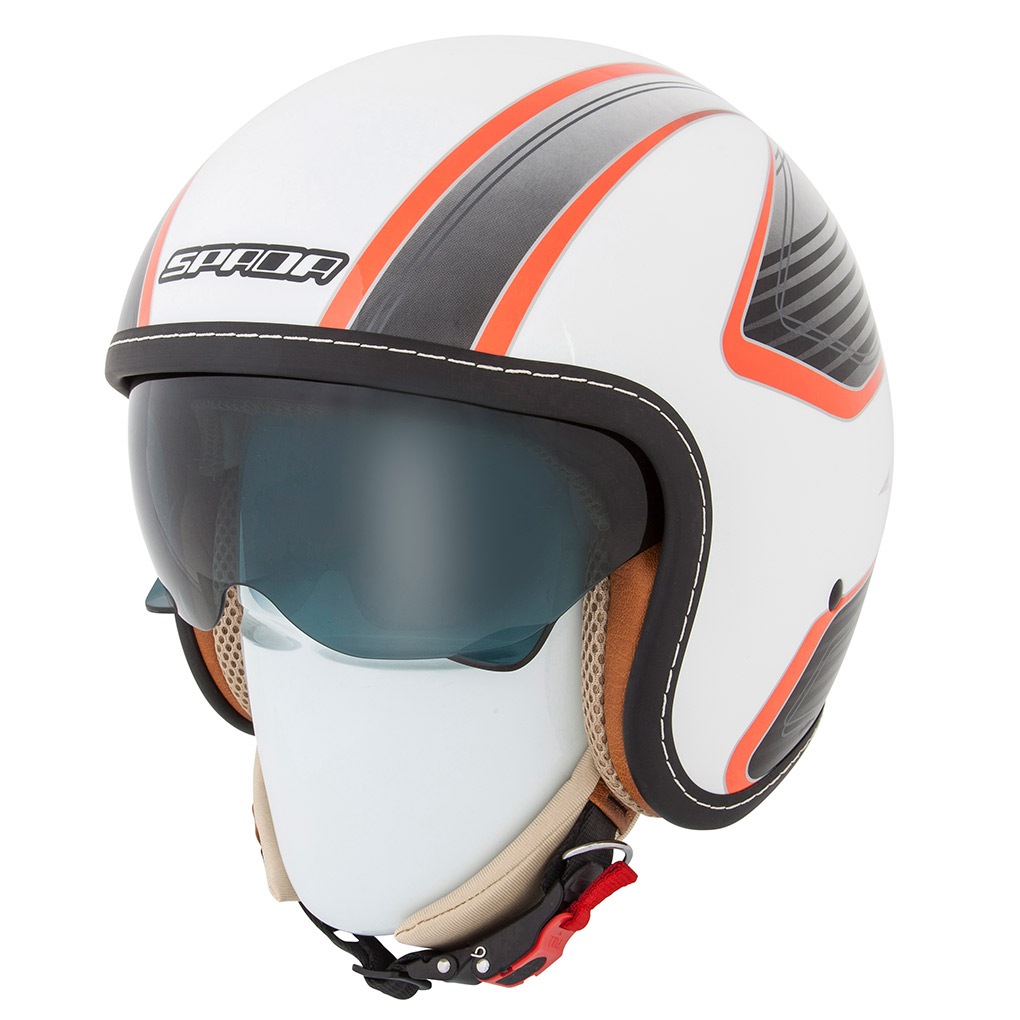 Spada Raze Vecta White Orange Open Face Motorcycle Helmet Inner Visor