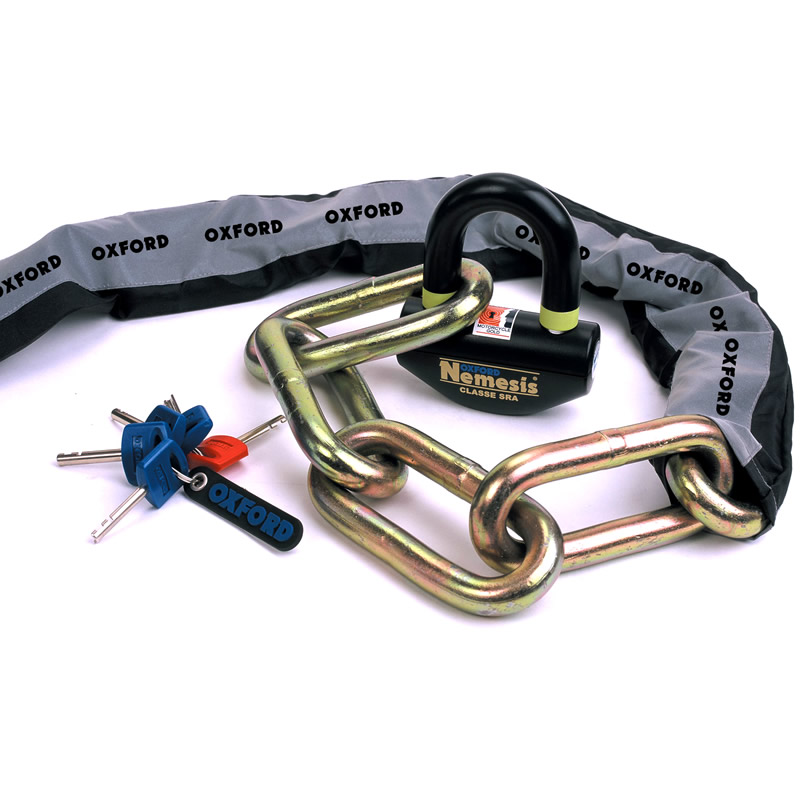 OXFORD GP Chain Lock 1.5m, 8mm – Motorcycle & Scooter Security With 360° Lock, 4 Keys