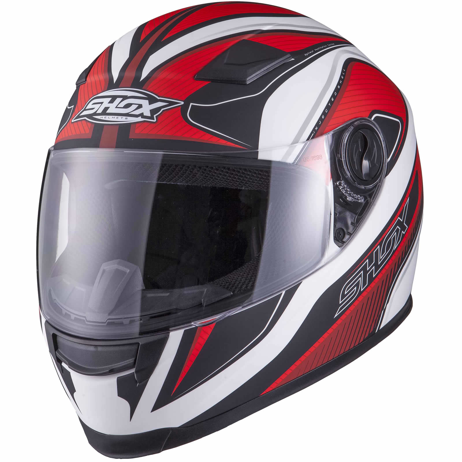 Shox Sniper Siege White Red Motorcycle Helmet Motorbike Road Crash