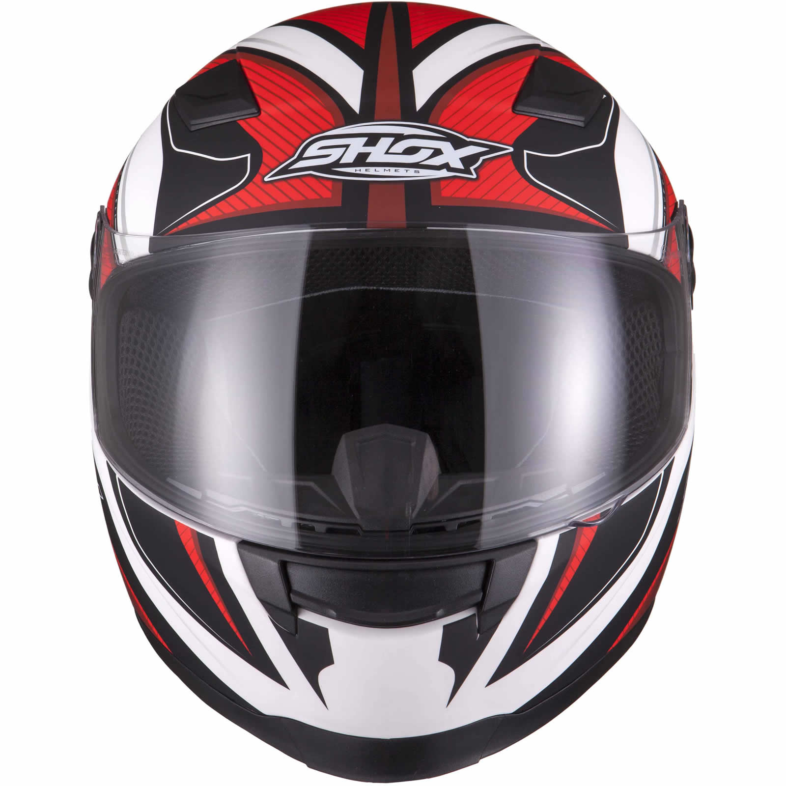 Shox Sniper Siege White Red Motorcycle Helmet Motorbike Road Crash