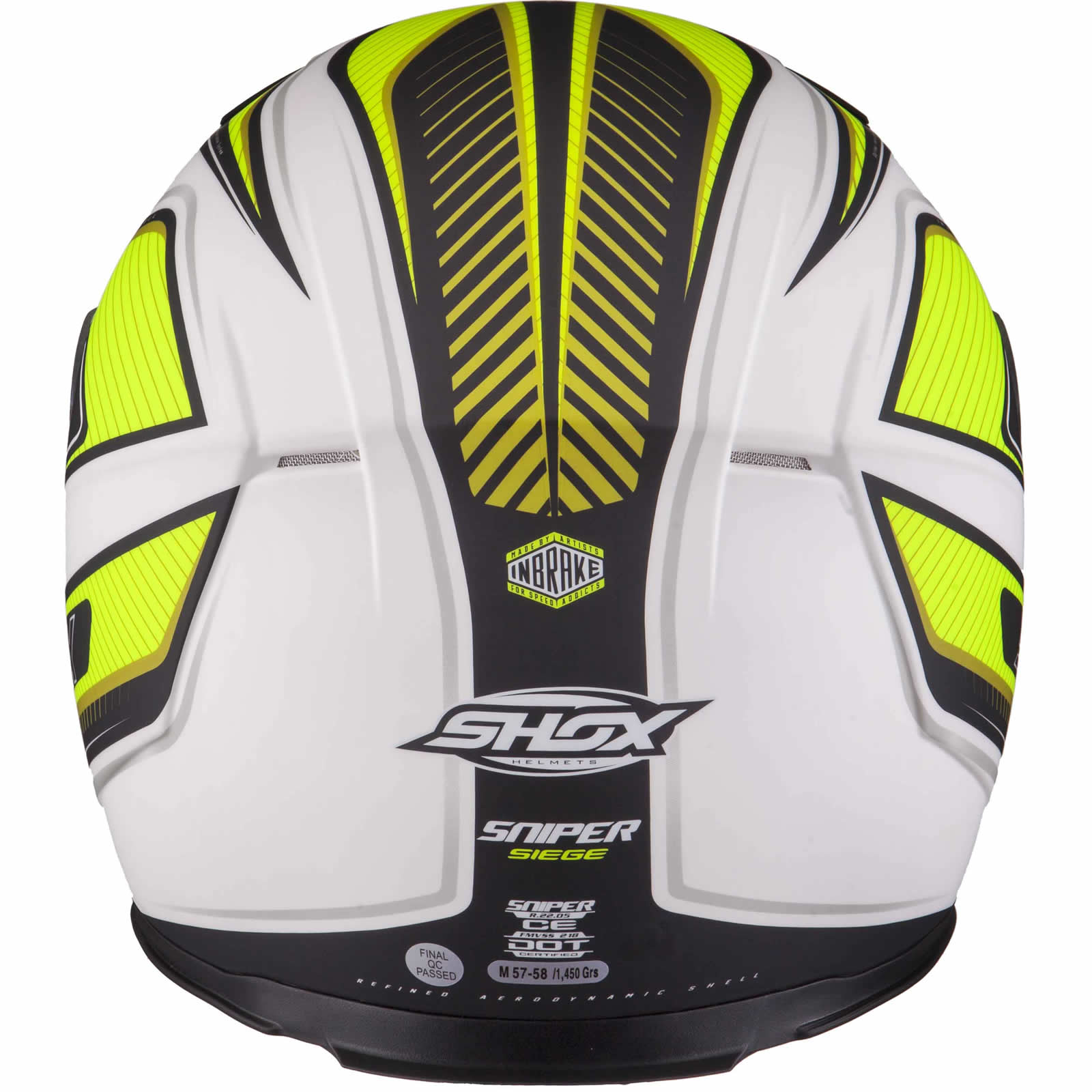 Shox Sniper Siege White Safety Yellow Motorbike Helmet Motorcycle