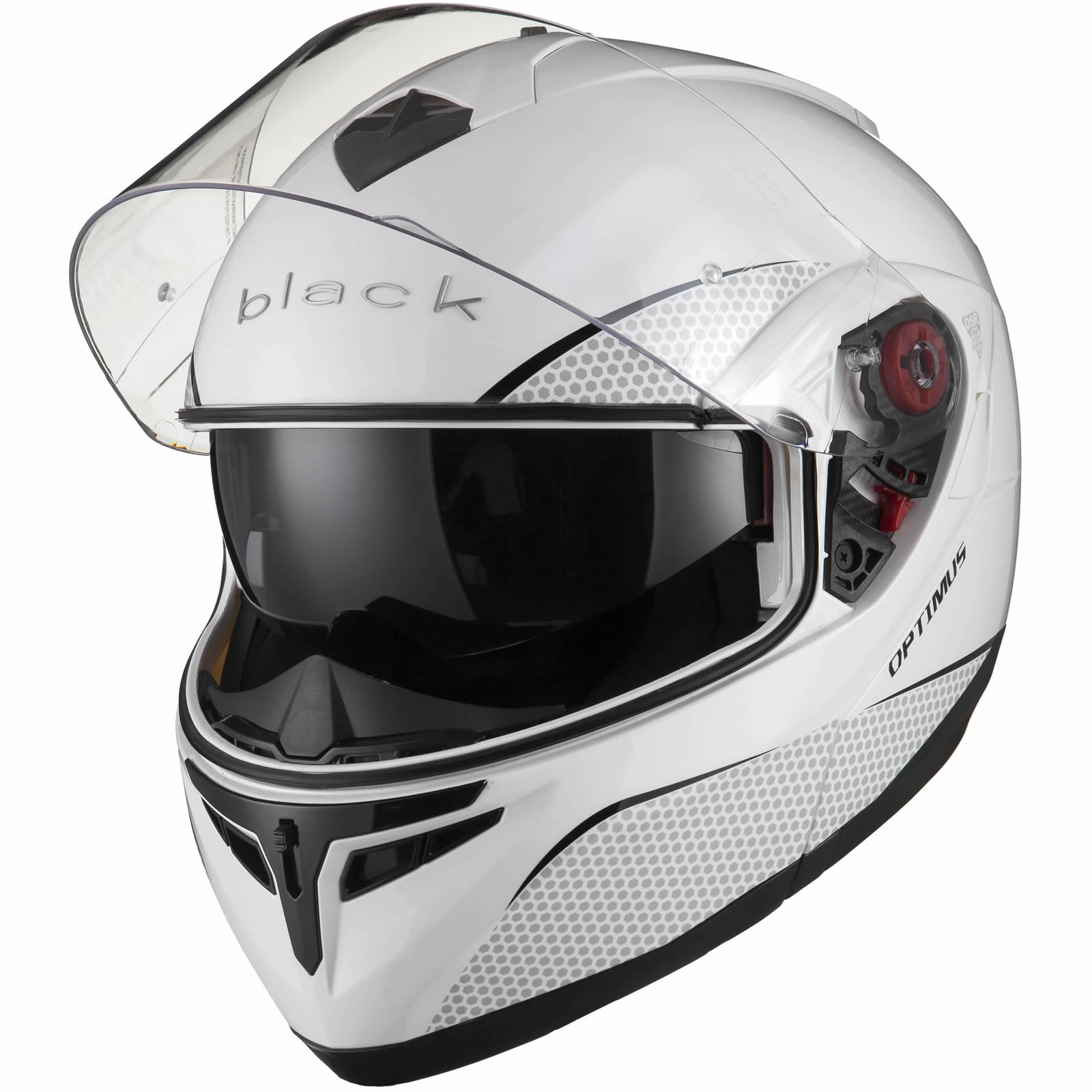 Black Optimus SV White Flip Front Motorcycle Helmet Sun Visor Road