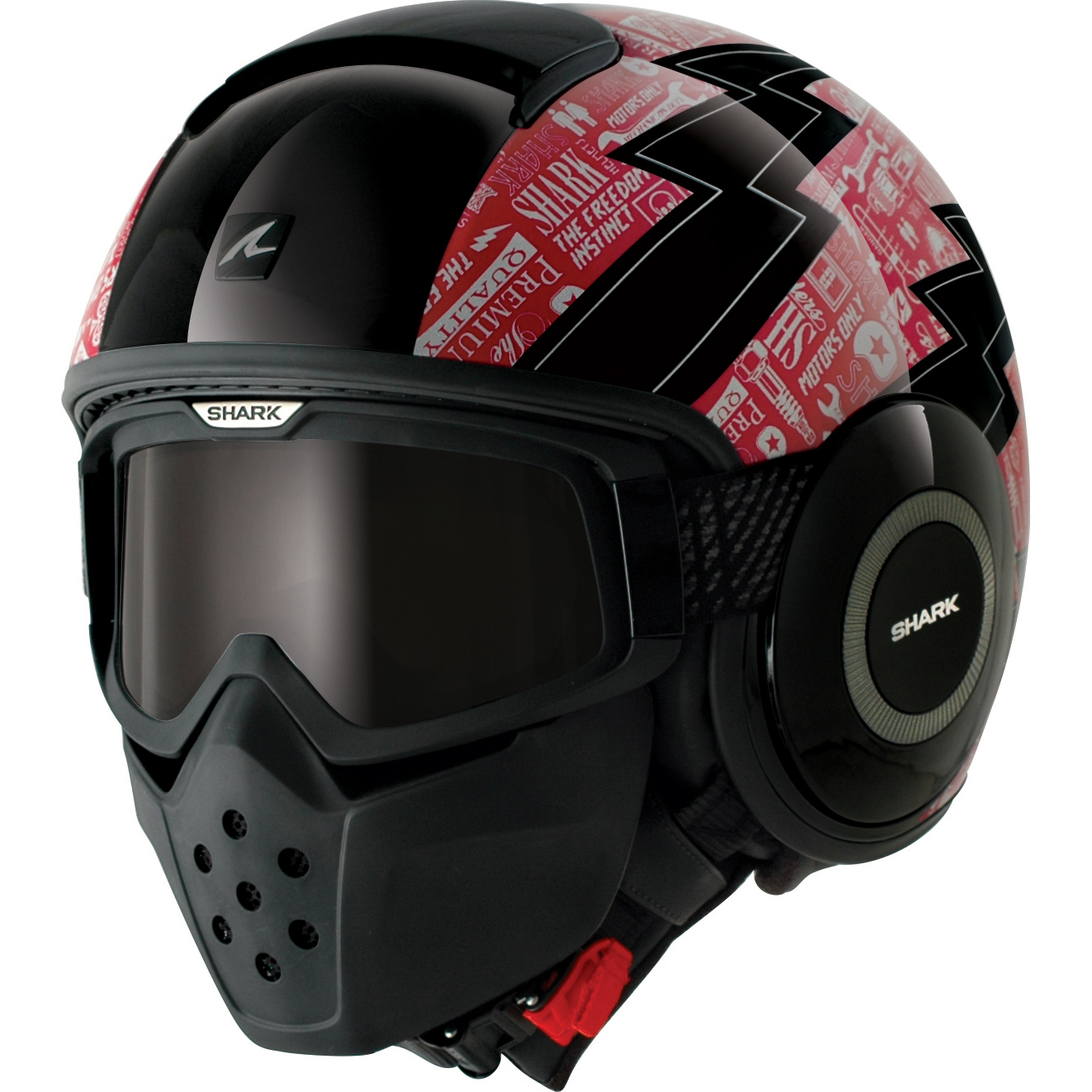 Shark Raw Cult Motorcycle Helmet Plus Goggle & Mask Kit Aggressive Camo