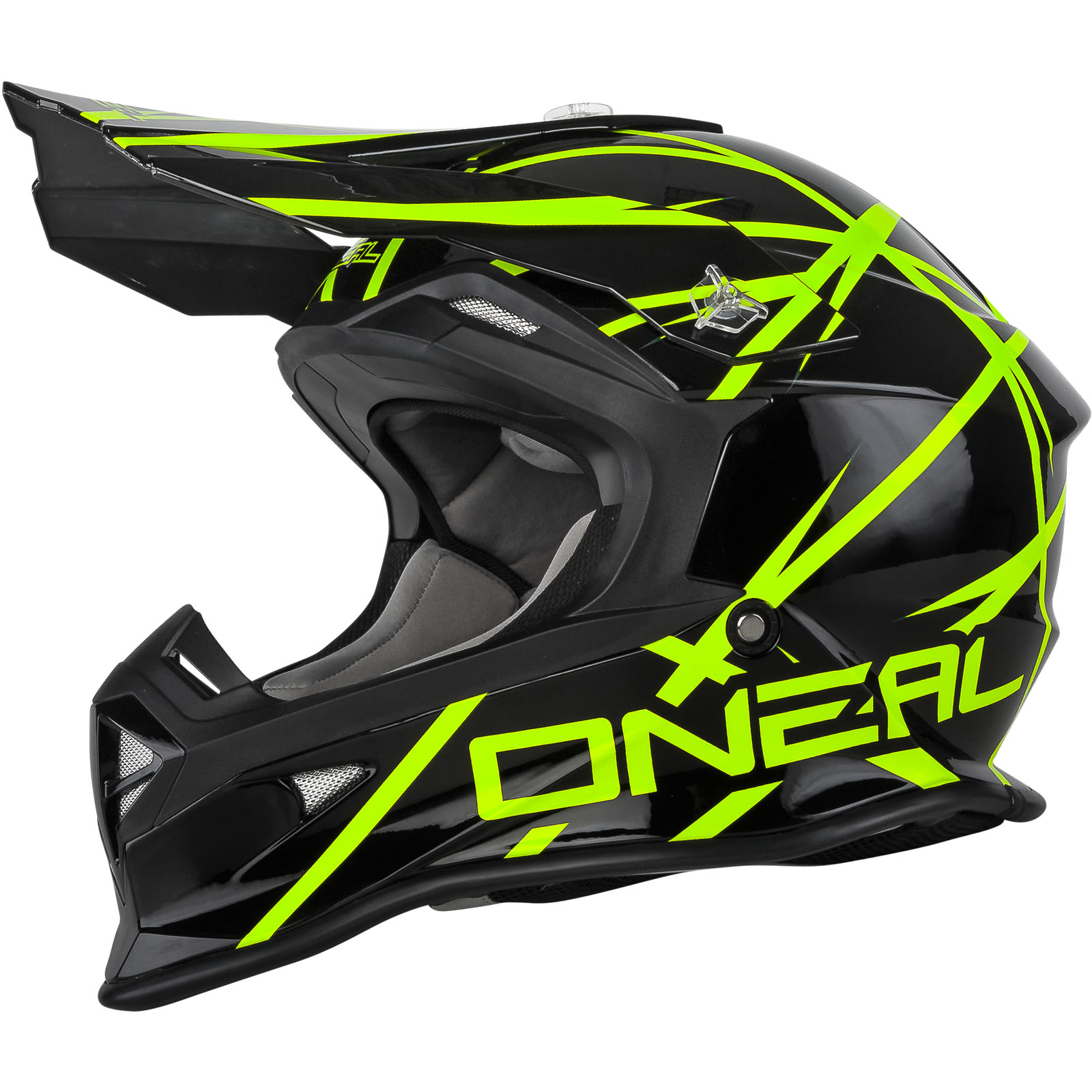 Oneal 2 Series Thunderstruck Black Neon Yellow Motocross Helmet Quad MX