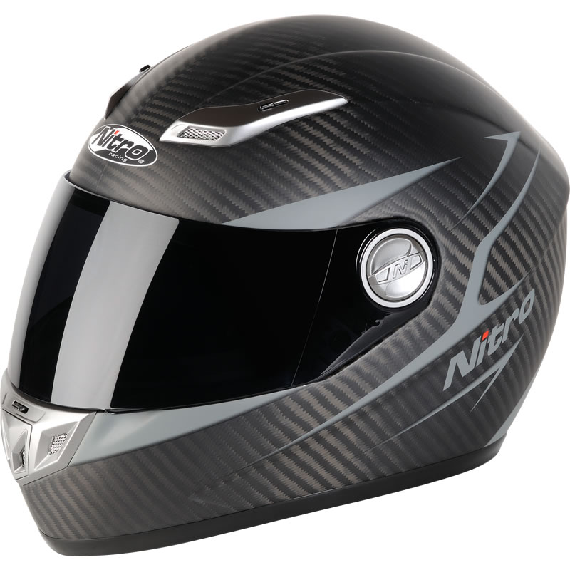 Nitro Evo Carbon FF Motorcycle Helmet Full Face Black Fibre Motorbike