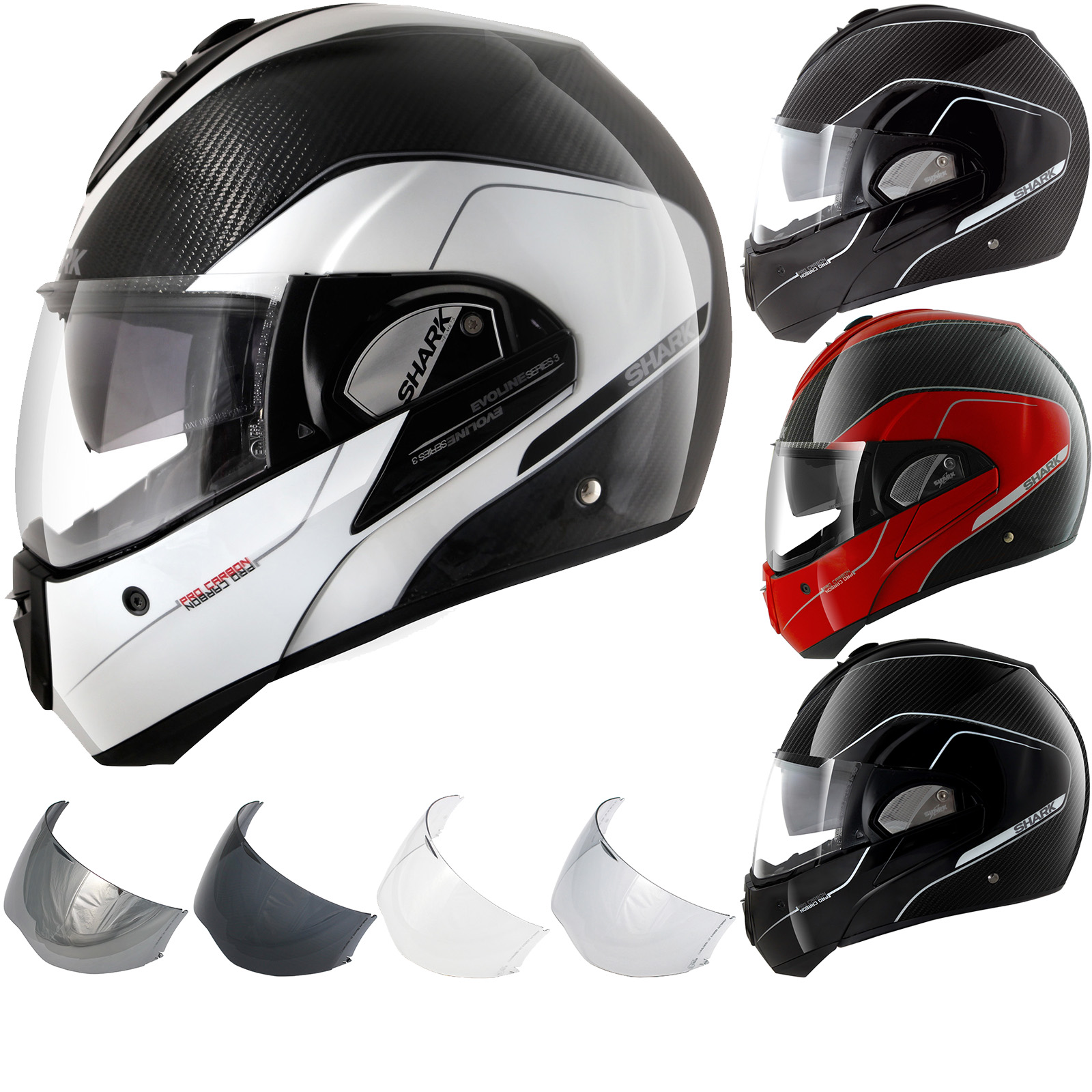 Shark Evoline Pro Carbon Flip Front Motorcycle Helmet & Visor Flip Up