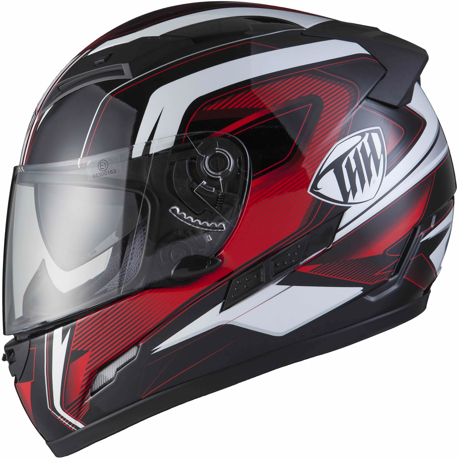 THH TS80 6 Black Red Full Face Motorbike Helmet Tinted Visor Kit