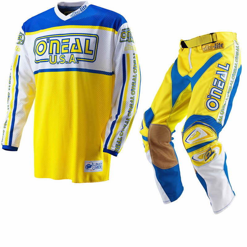 ONEAL 2012 ULTRA LITE LE 83 BLUE/YELLOW RETRO MOTOCROSS JERSEY & PANTS