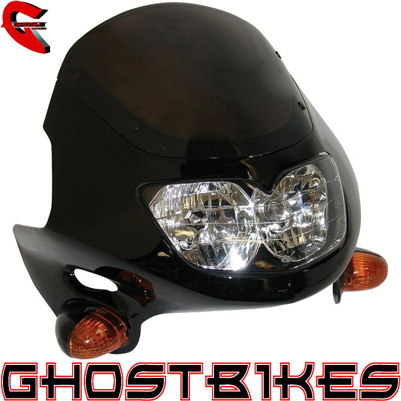 BIKE IT RAPTOR 2 UNIVERSAL MOTORCYCLE STREETFIGHT FAIRING HEADLIGHT BLACK