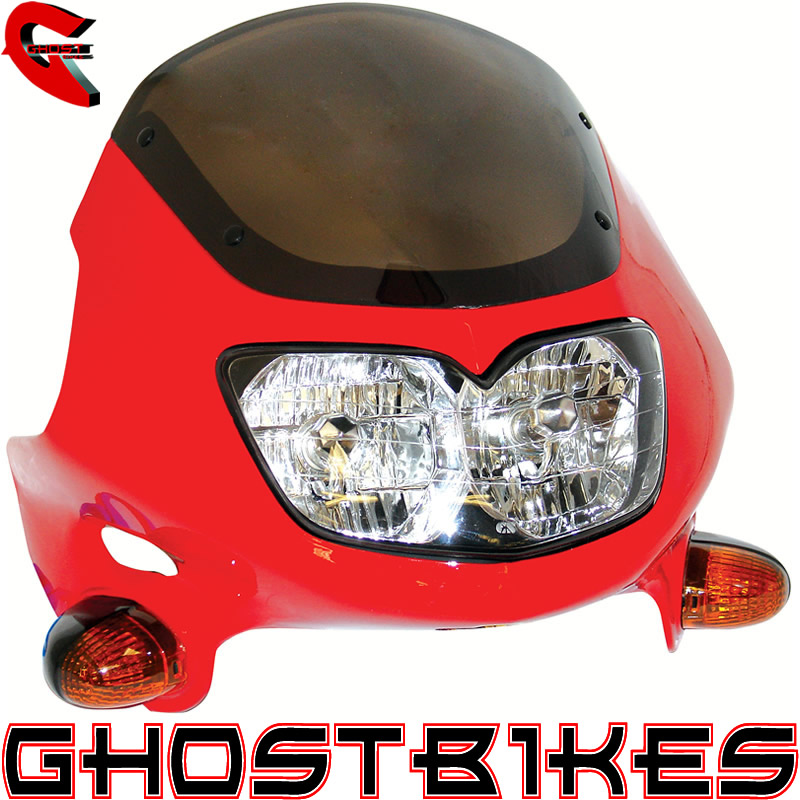 BIKE IT RAPTOR 2 UNIVERSAL MOTORCYCLE STREETFIGHT FAIRING HEADLIGHT RED