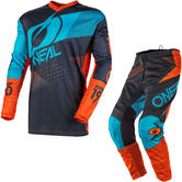 Oneal Element Factor Motocross Jersey Pants Grey Orange Blue Kit