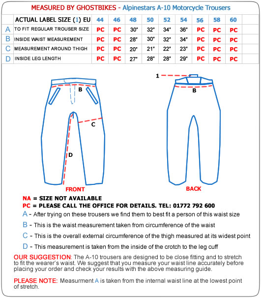 size 10 trousers waist