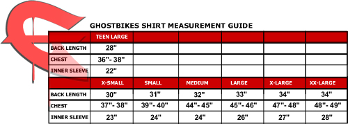 GMX Jersey Size Guide