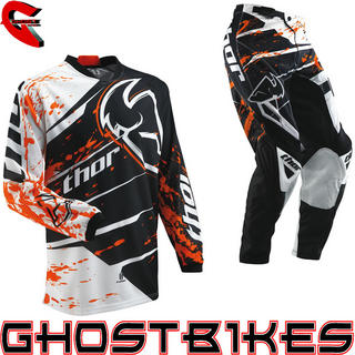 View Item Thor Phase S13 Youth Splatter Orange Motocross Kit