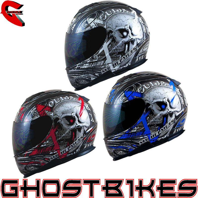 MT THUNDER LIGHTNING SKULL MOTORCYCLE MOTORBIKE FULL FACE BIKE CRASH HELMET