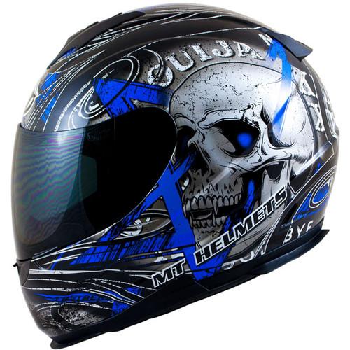 MT THUNDER LIGHTNING SKULL MOTORCYCLE MOTORBIKE FULL FACE BIKE CRASH HELMET - Picture 2 of 4