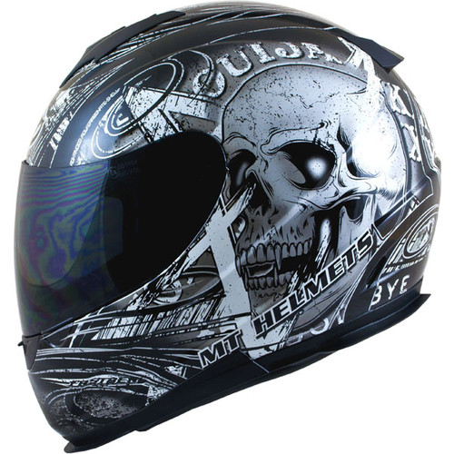 MT THUNDER LIGHTNING SKULL MOTORCYCLE MOTORBIKE FULL FACE BIKE CRASH HELMET - Picture 3 of 4