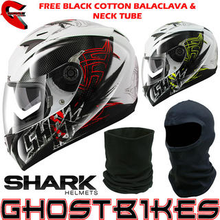 View Item Shark S900-C Finks Motorcycle Helmet + FREE Balaclava + Neck Tube