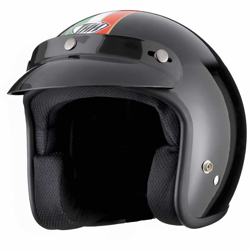 THH T380 7 Italia Black Green Motorcycle Helmet Italian Flag Italy